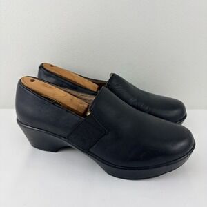 Dansko Women's Black Leather Clogs Slip On Comfort Shoes EU 37